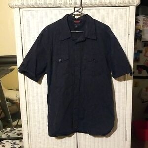 Vintage Tommy Hilfiger XL Blue & White Pin Stripe Button Down Short Sleeve Shirt